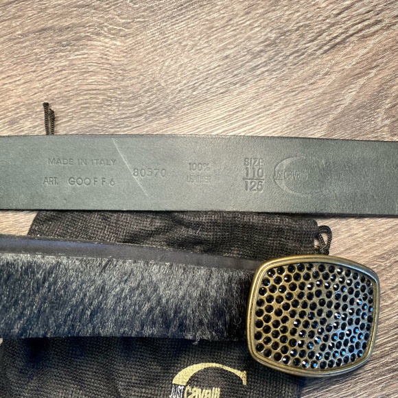 Vintage Roberto Cavalli Black Leather and Cowhide Hair + Jewel Studded Buckle - Picture 4 of 6